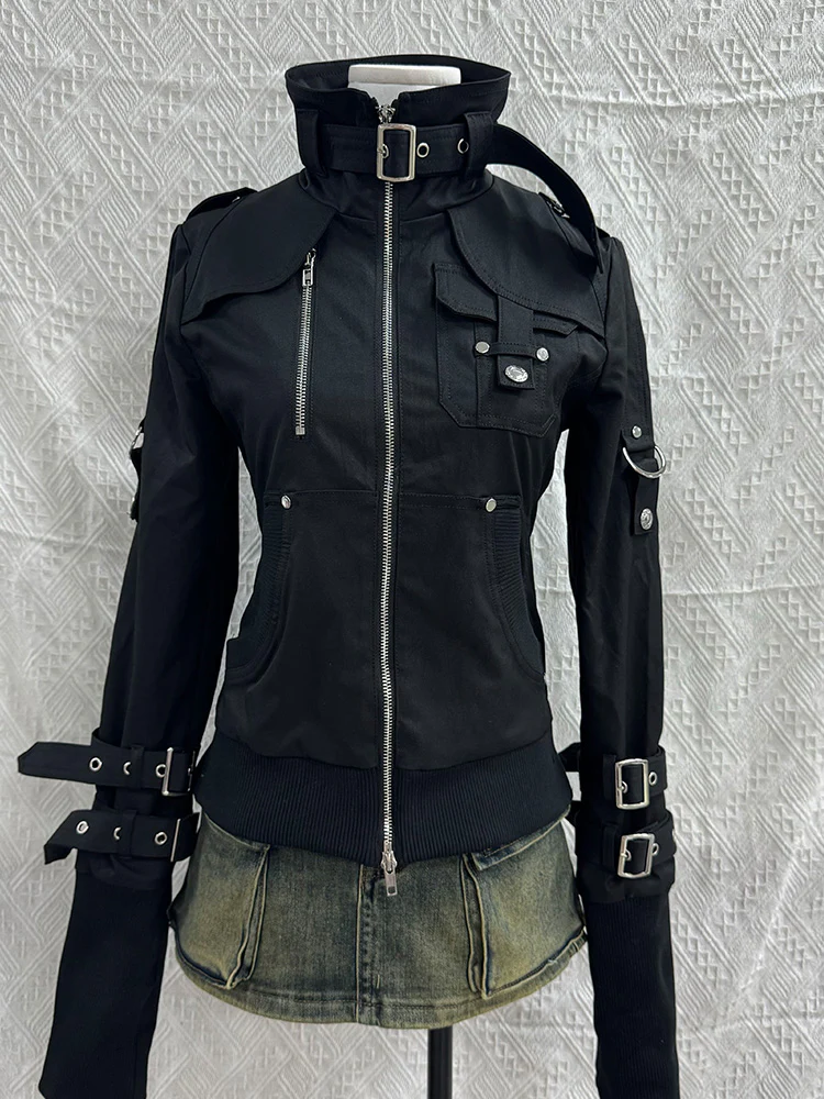 retro buckles black jacket - Image 2