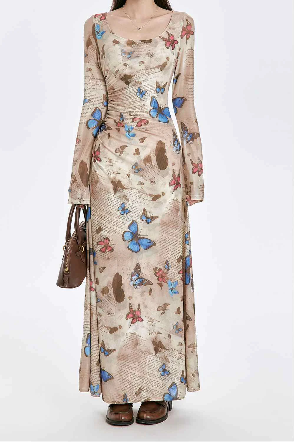 Retro Butterfly Long-sleeved Dress - Image 5