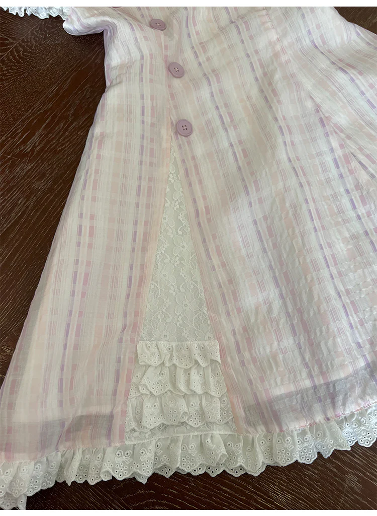 Retro Collar Plaid Dress - Image 4