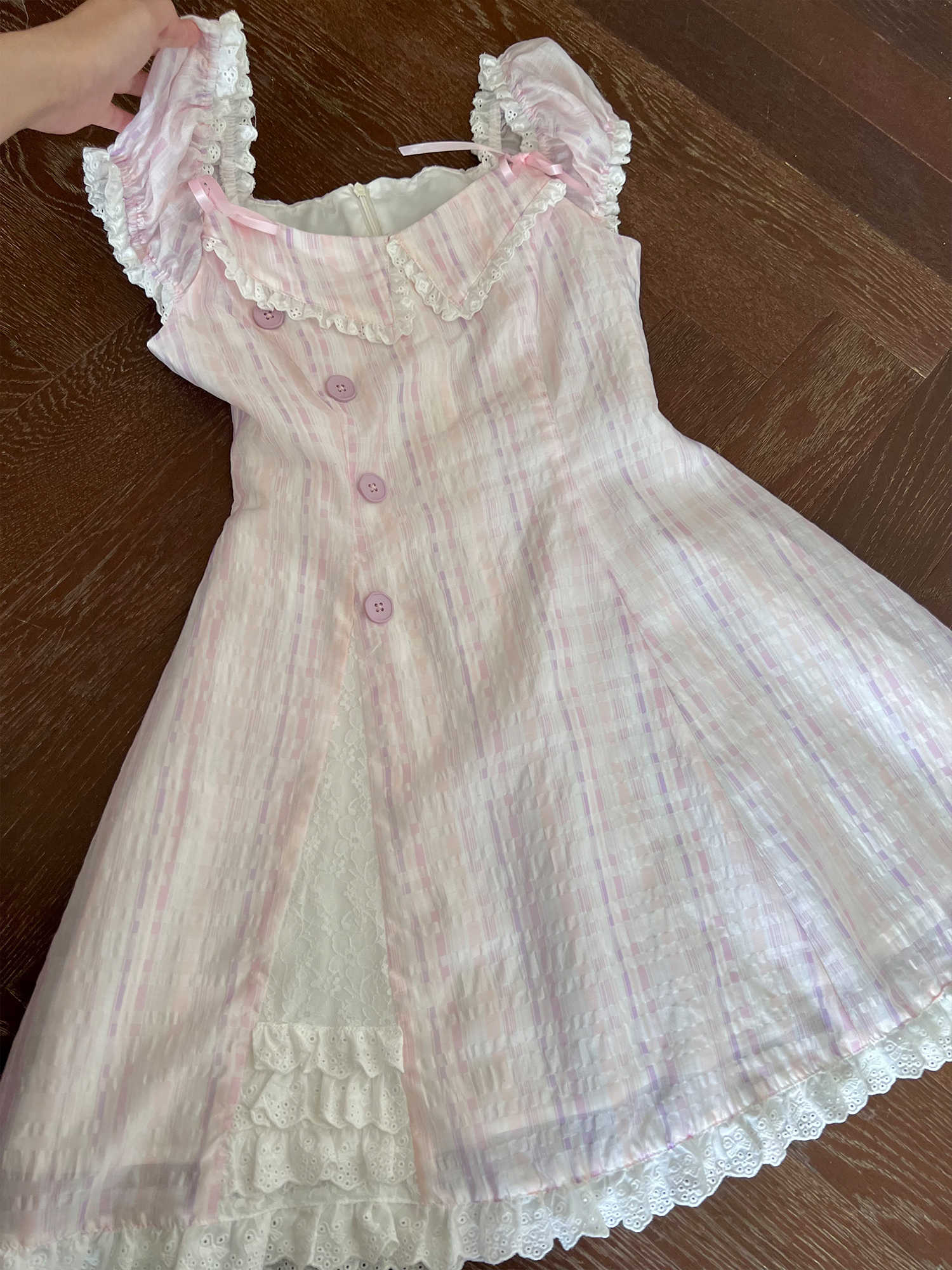 Retro Collar Plaid Dress - Image 9