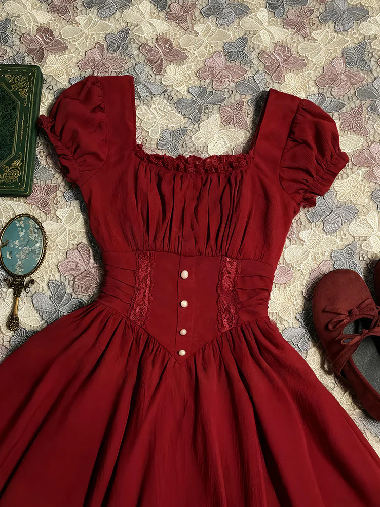 retro corset red dress - Image 2