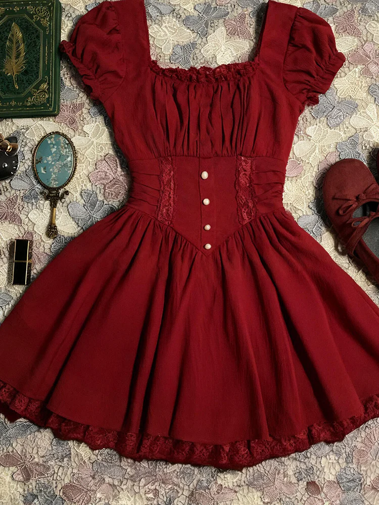 retro corset red dress - Image 4