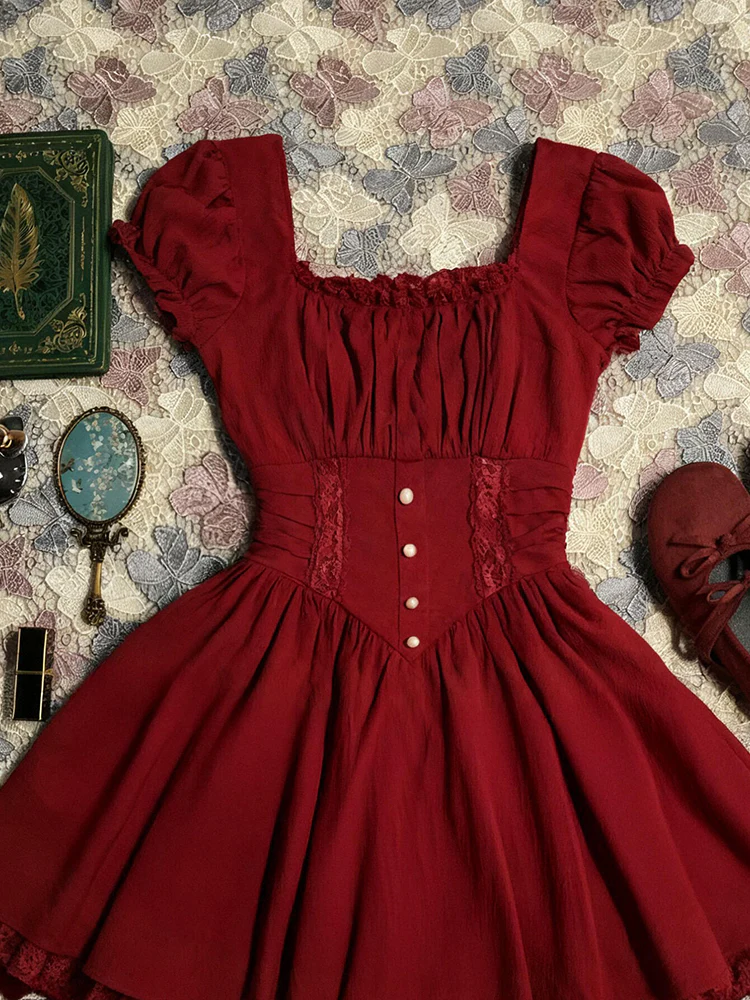 retro corset red dress - Image 5