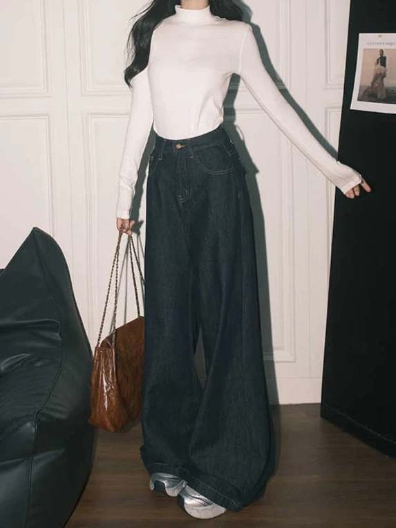 Retro Dark Blue Baggy Jeans - Image 2