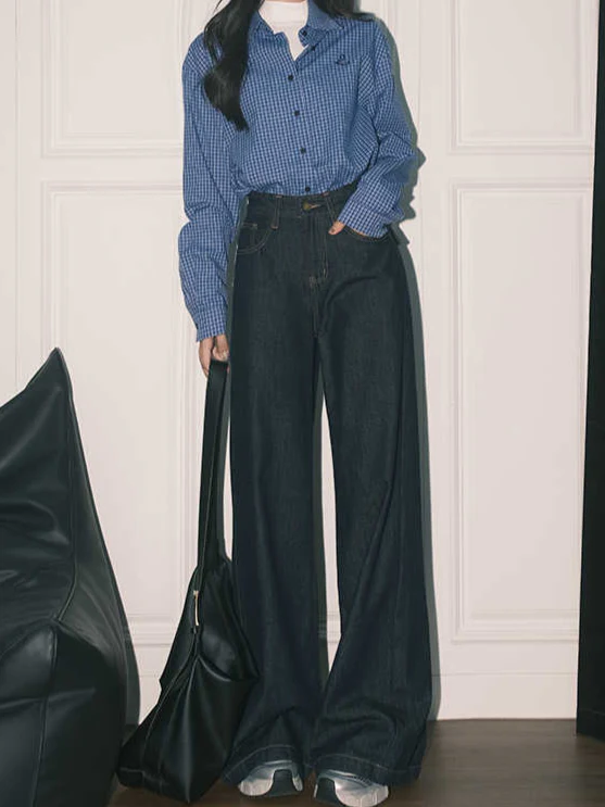 Retro Dark Blue Baggy Jeans - Image 5