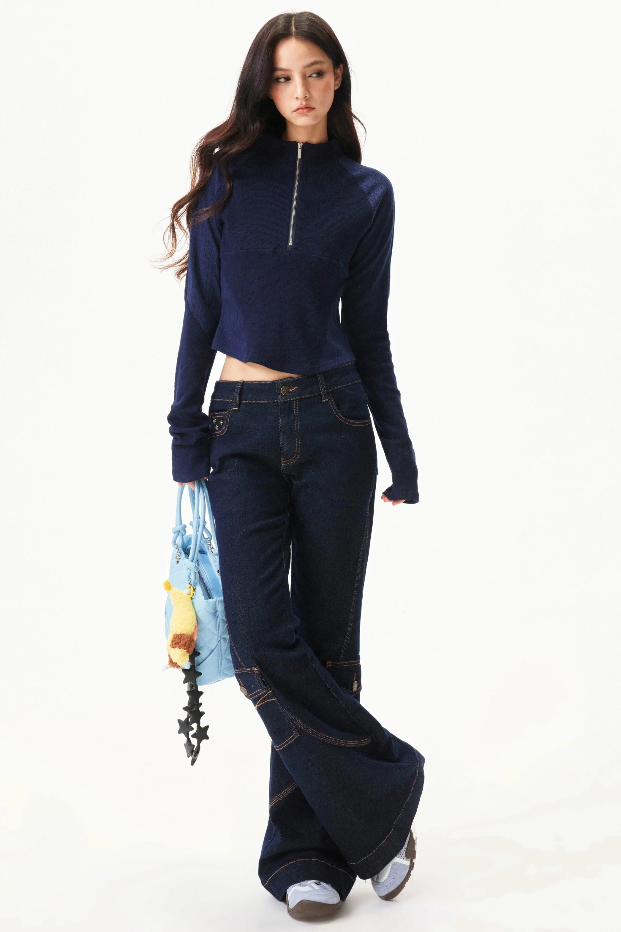 Retro Low Rise Denim Flare Pants - Image 11