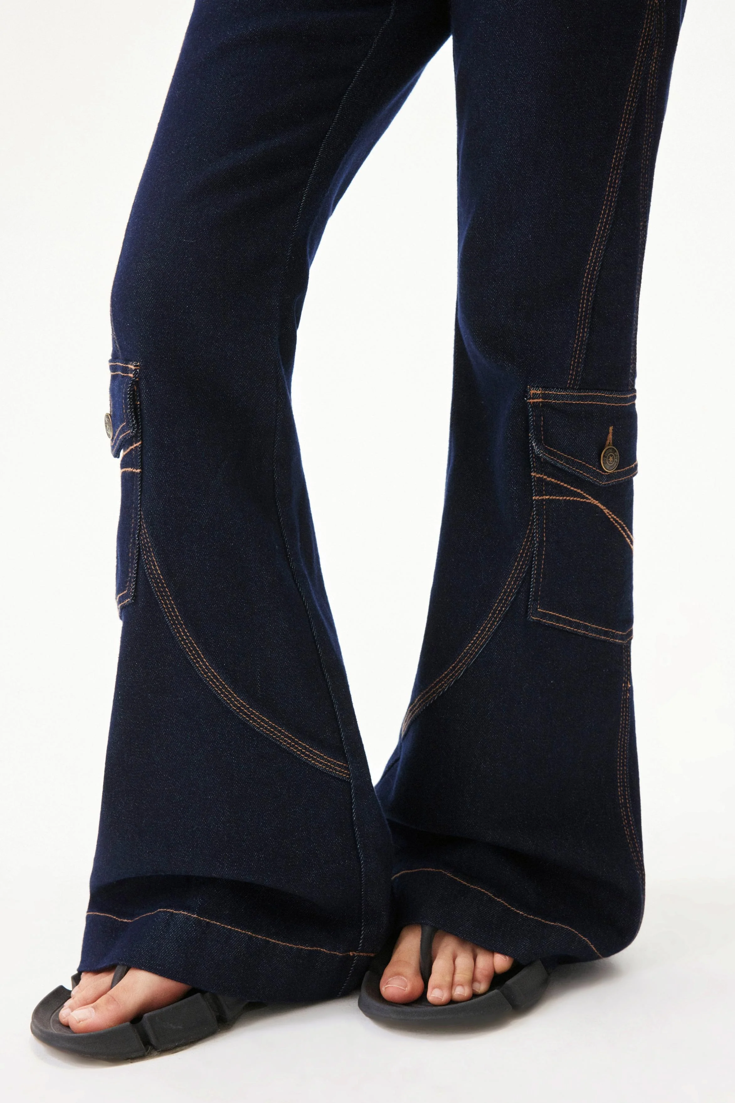 Retro Low Rise Denim Flare Pants - Image 18