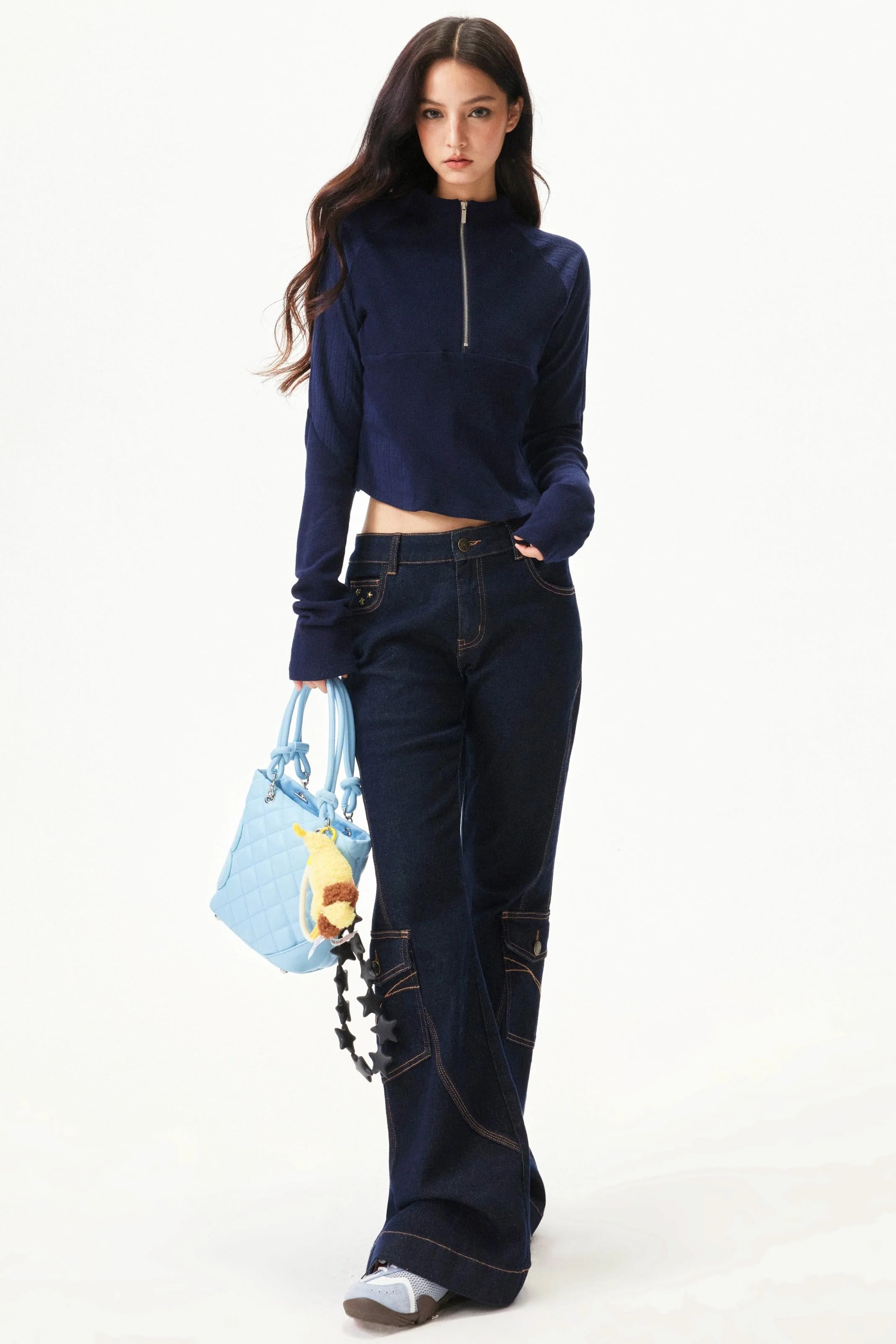 Retro Low Rise Denim Flare Pants - Image 10