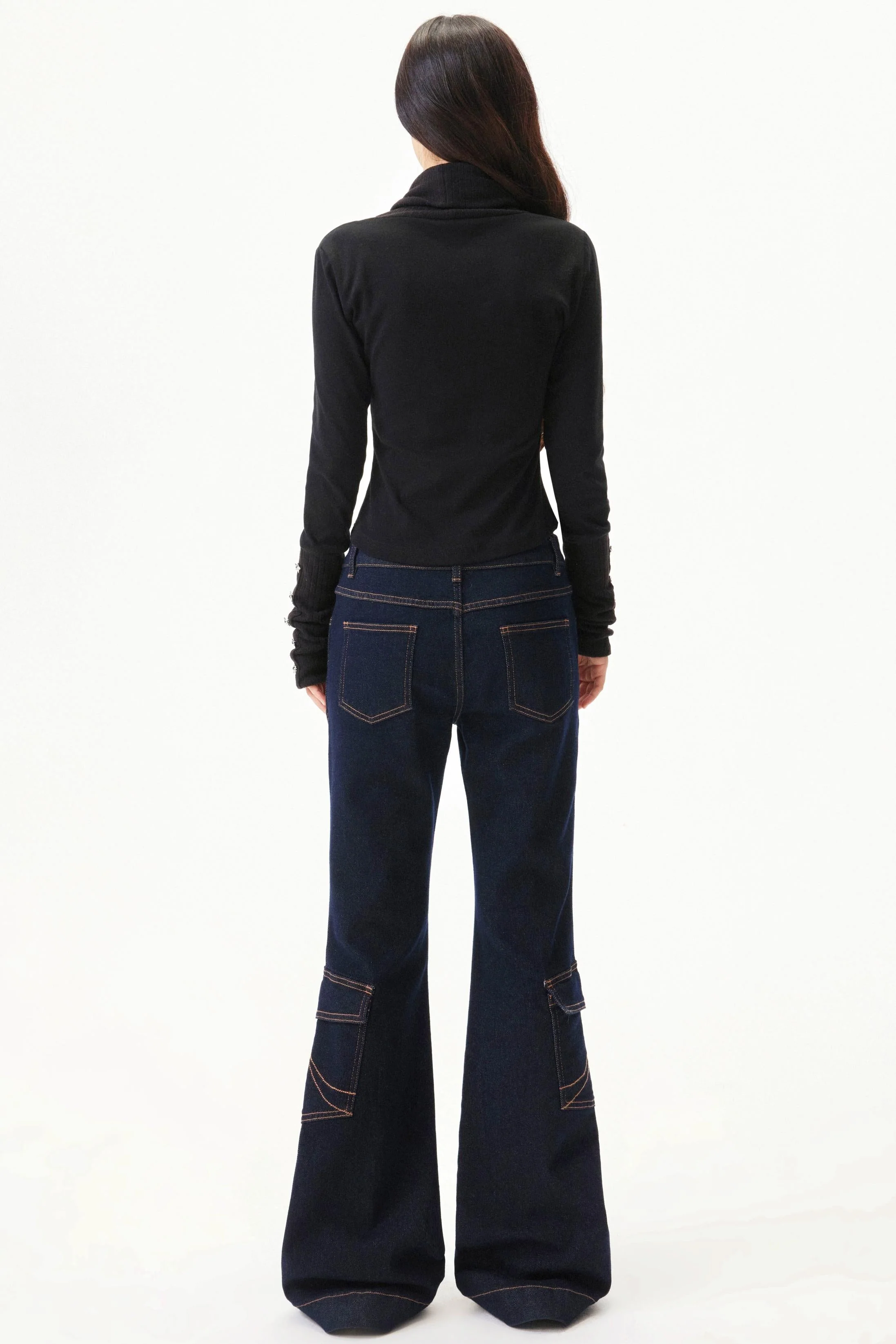 Retro Low Rise Denim Flare Pants - Image 12