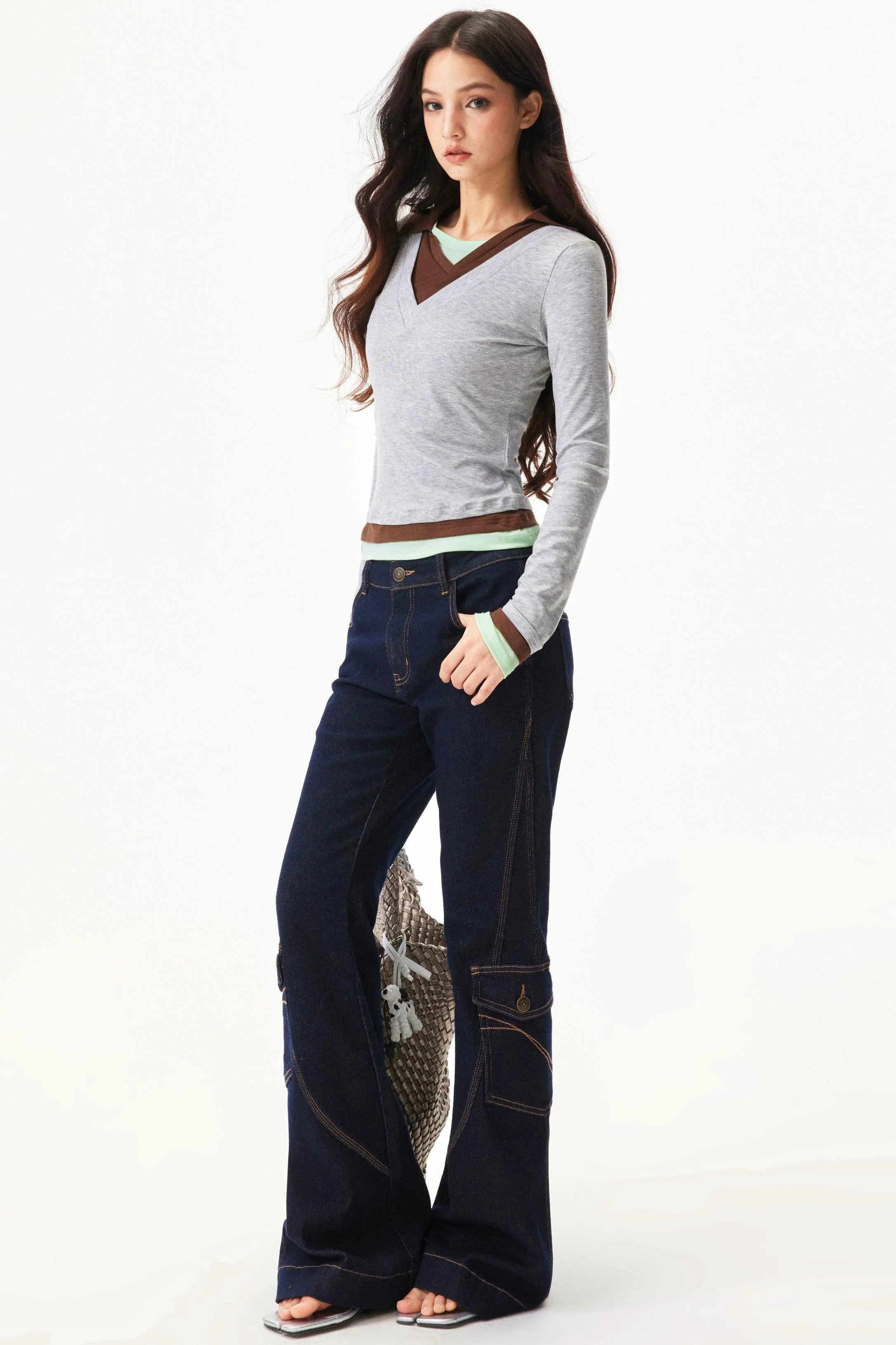 Retro Low Rise Denim Flare Pants - Image 15