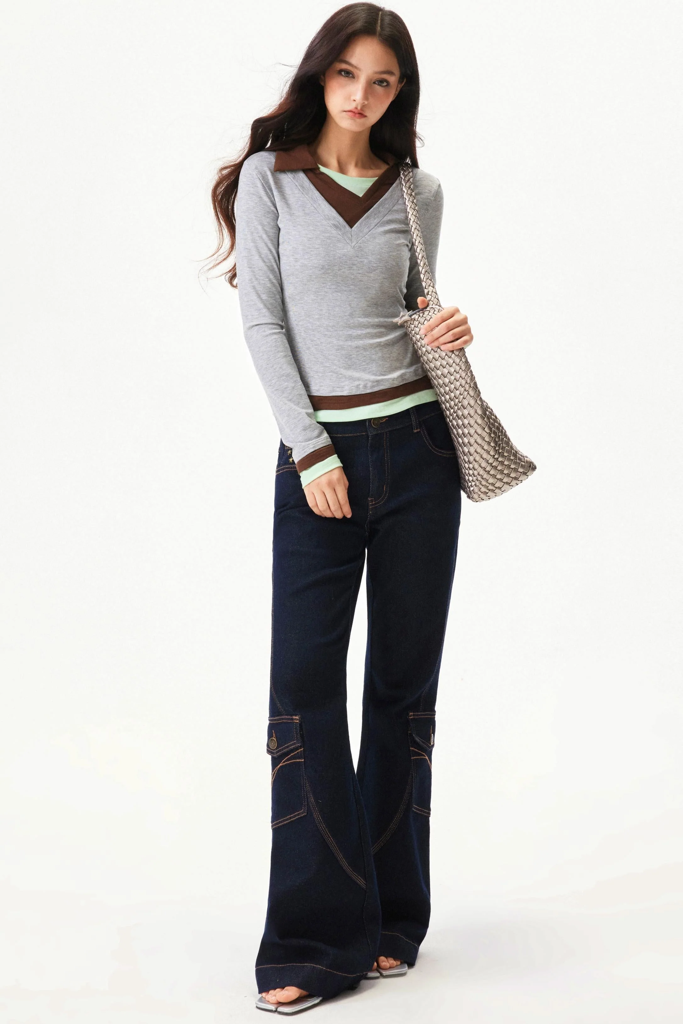 Retro Low Rise Denim Flare Pants - Image 16