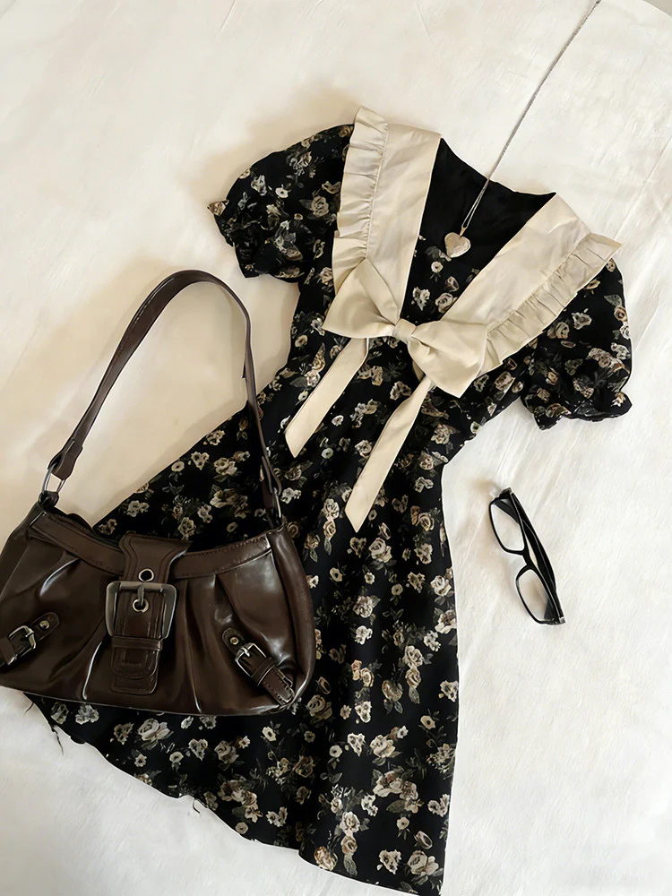 retro floral bow dress - Image 2