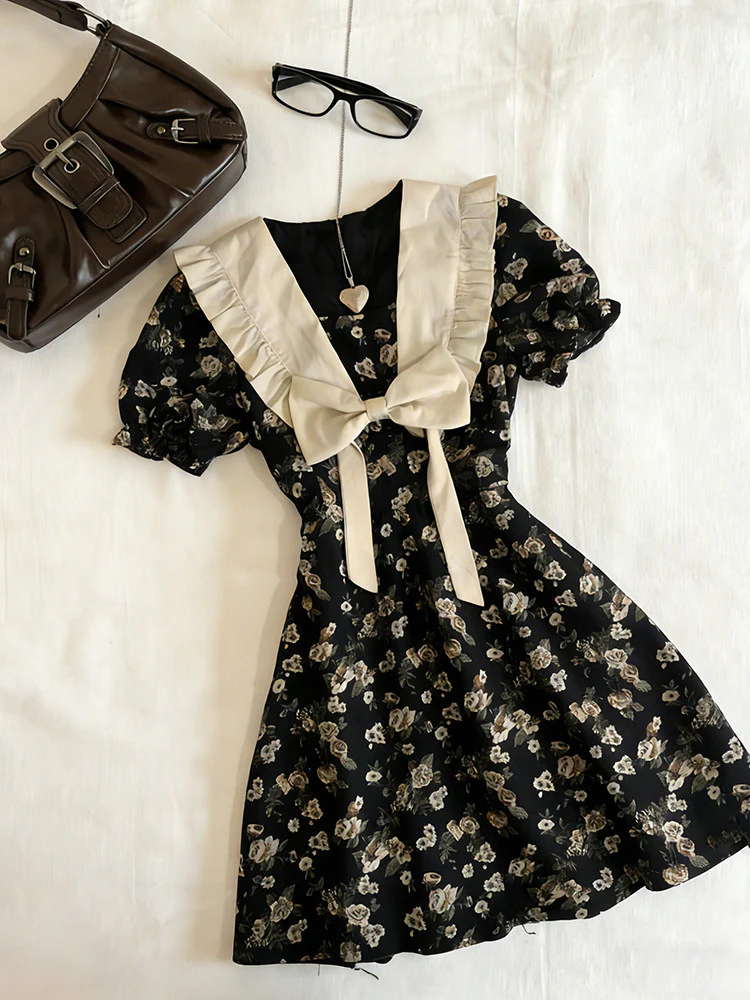 retro floral bow dress - Image 3