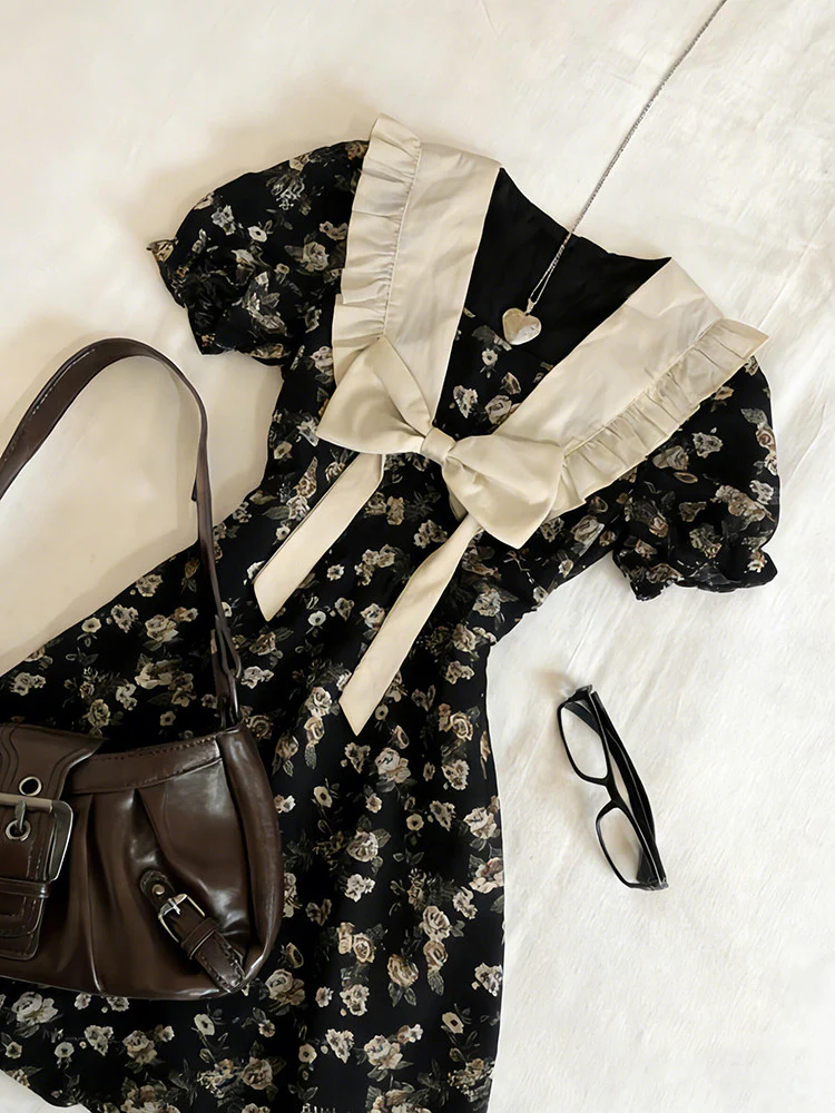 retro floral bow dress - Image 4
