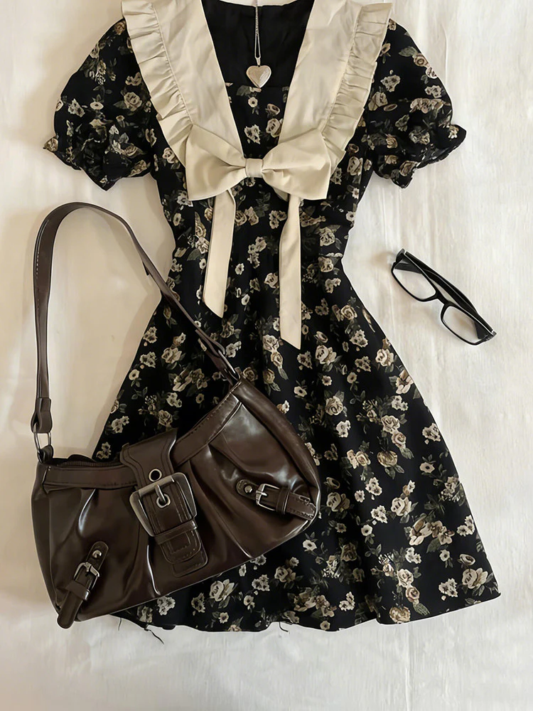 retro floral bow dress - Image 5