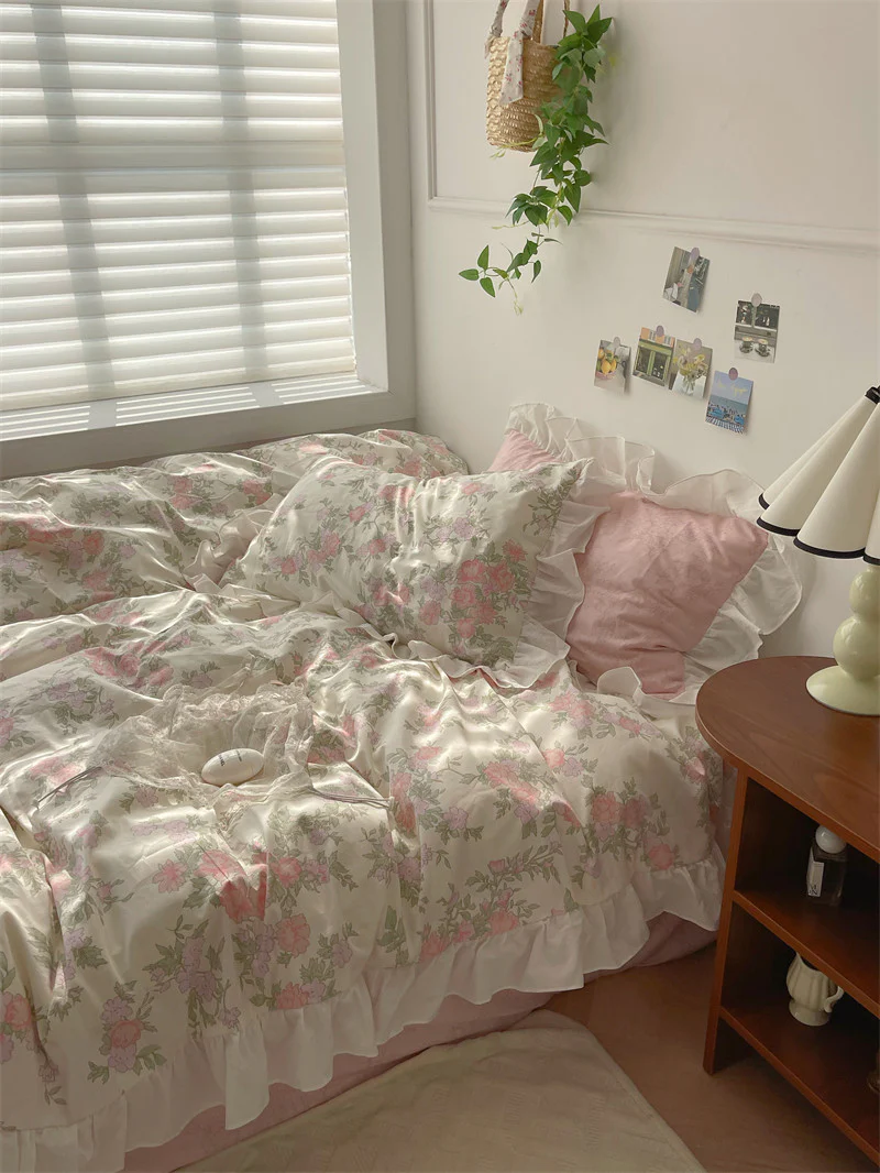Retro floral cotton sheets four-piece set - Image 3