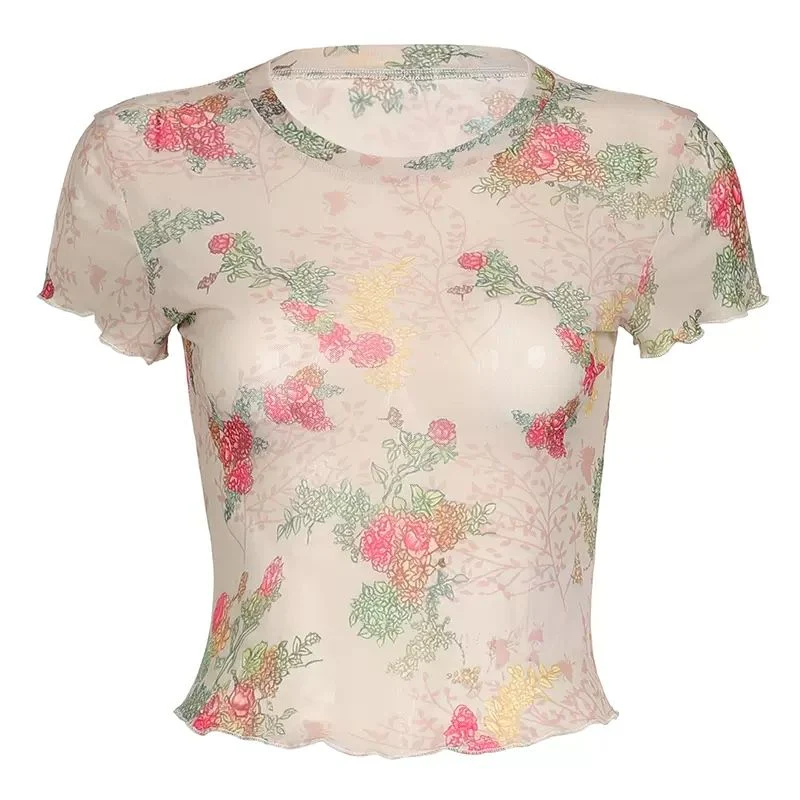 Retro Floral Mesh Top - Image 5