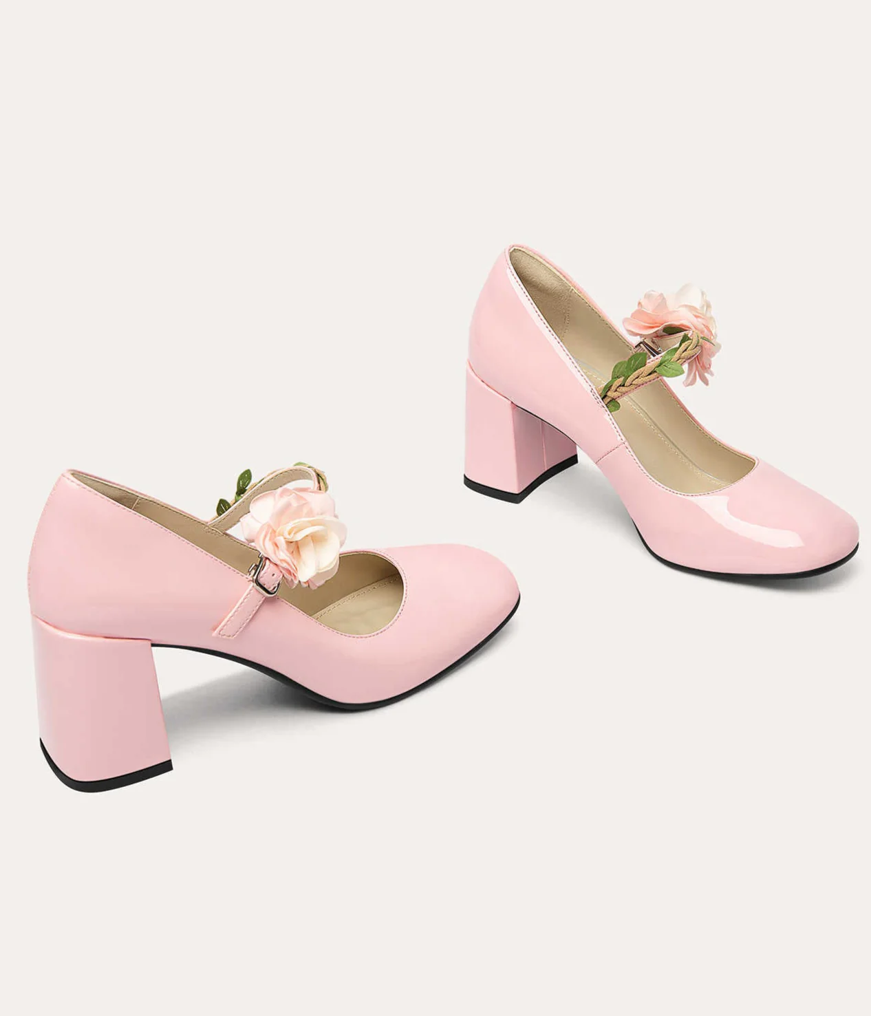 Retro Flowers Mary Jane Shoes - Image 3