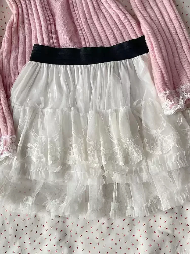 retro French pink lace sweater - Image 2