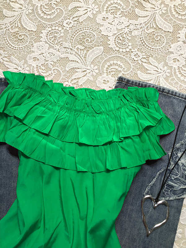 Retro Fungus-trimmed One-shoulder Top - Image 5