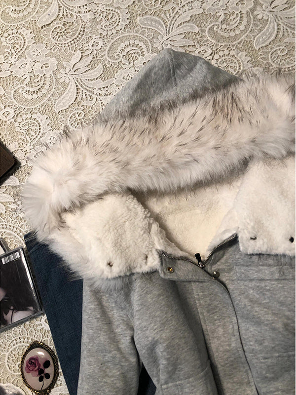retro fur hooded slim sweatshirt - Image 3