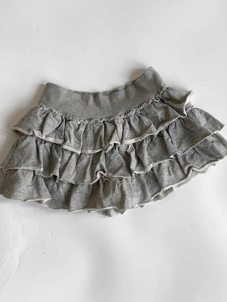 Retro Gray Hooded Sleeveless Top+Skirt - Image 3