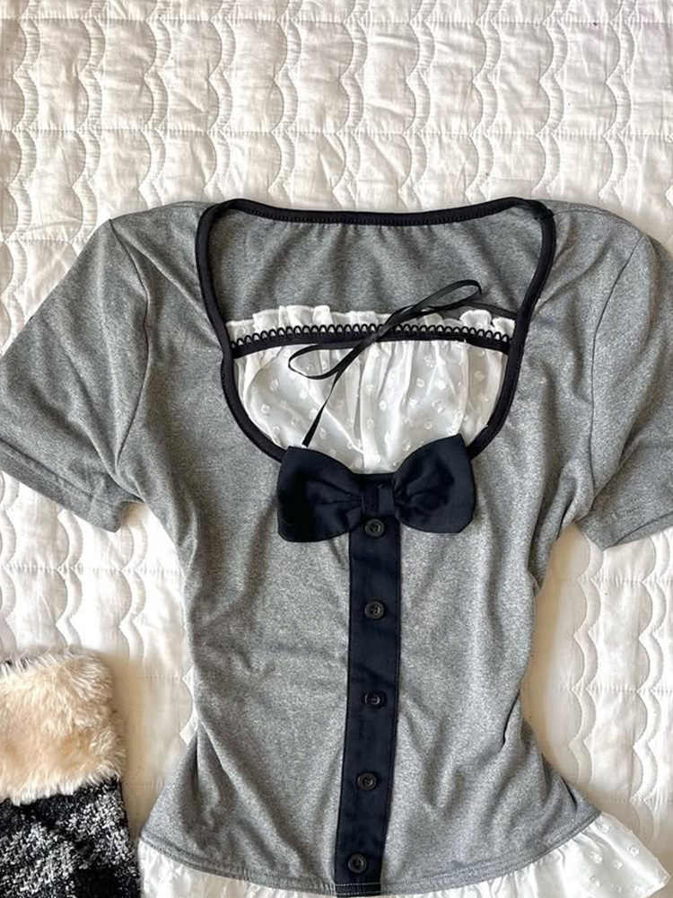 Retro Gray Lace T-shirt - Image 3
