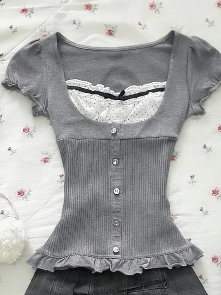 retro gray polka dot shirt - Image 4