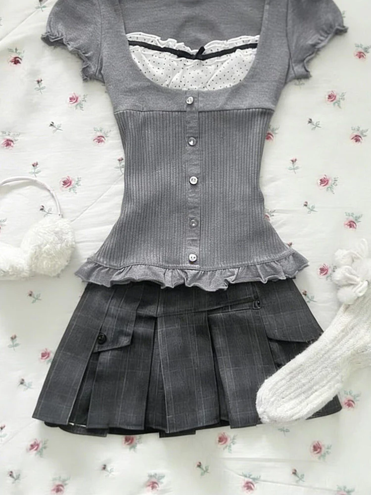 retro gray polka dot shirt - Image 5