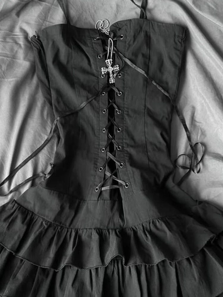 retro gray ruffled corset dress - Image 5
