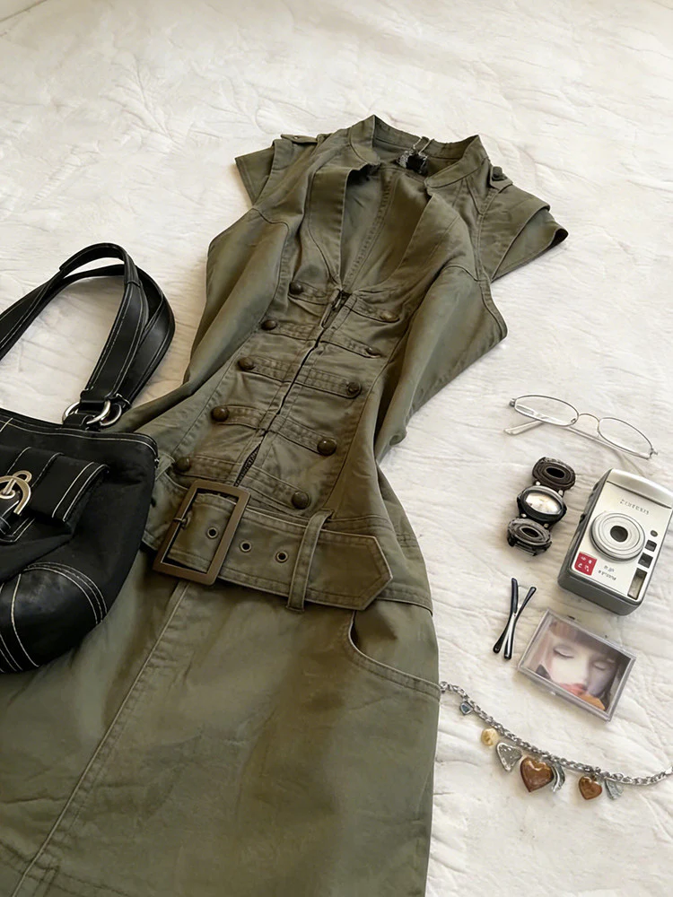 retro green shirt dress - Image 3