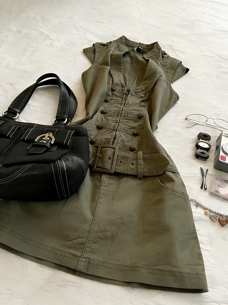 retro green shirt dress - Image 5