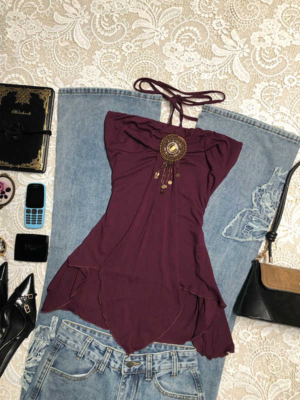 Retro Halter Neck Tube Top - Image 2