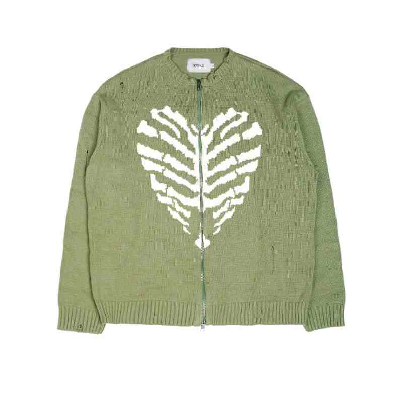 Retro Heart Zipper Knitted Cardigan - Image 3