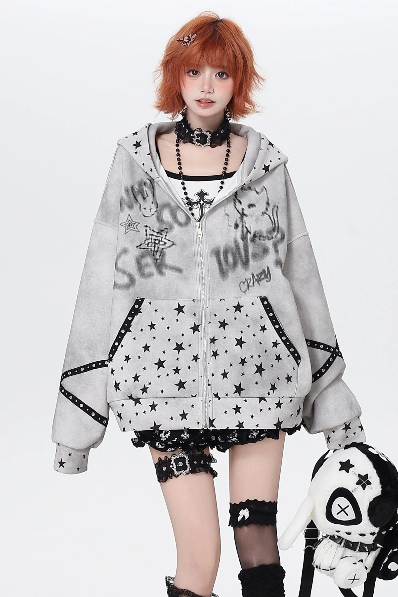 Devil Star Graffiti Hooded Jacket - Image 3