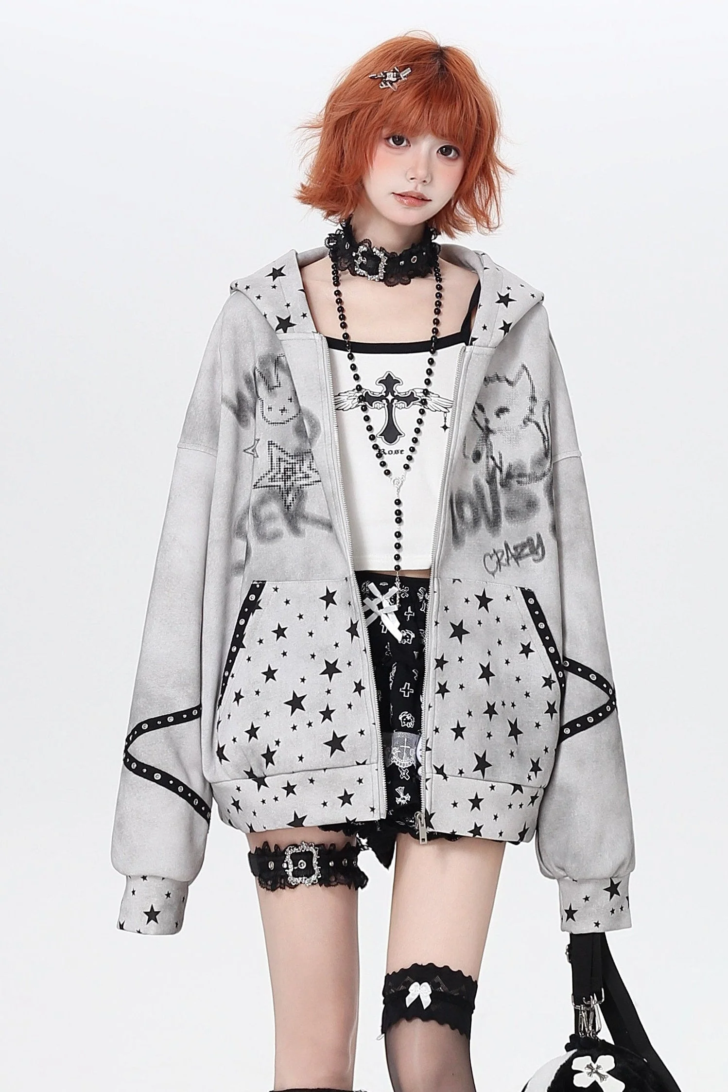 Devil Star Graffiti Hooded Jacket - Image 4