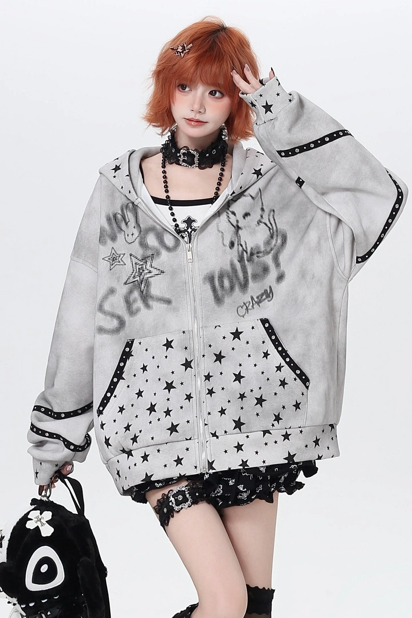 Devil Star Graffiti Hooded Jacket - Image 5
