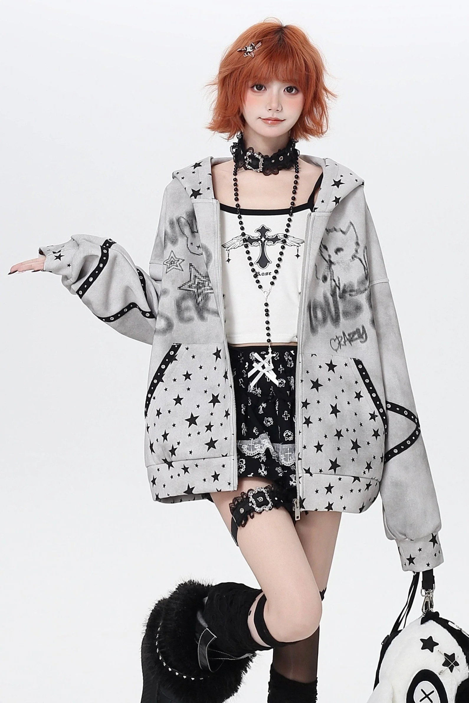 Devil Star Graffiti Hooded Jacket - Image 6