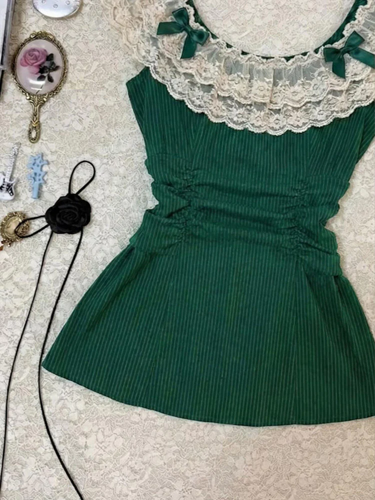 retro lace green tank top - Image 4