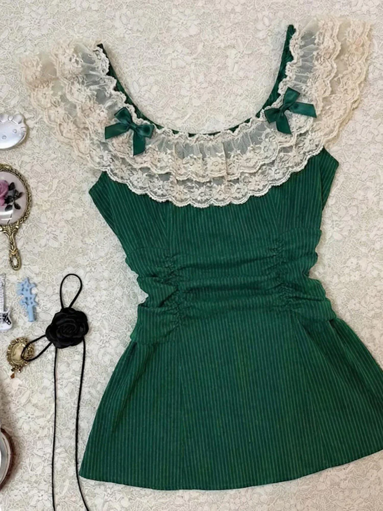 retro lace green tank top - Image 5