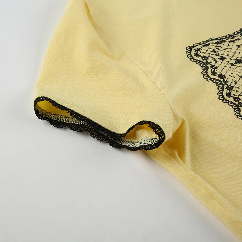 Retro Lace Round Neck Tee - Image 6