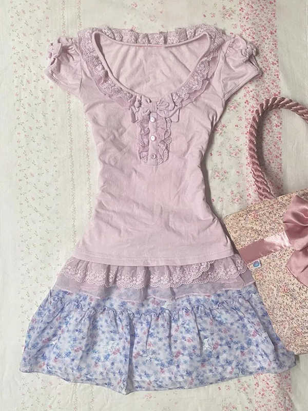 Retro Lace Soft Girl T-shirt