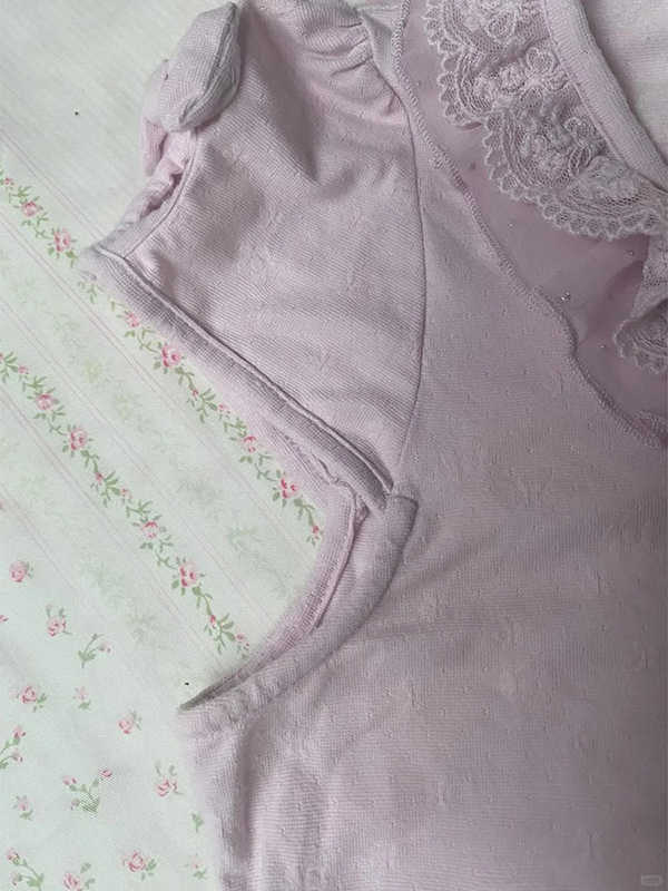 Retro Lace Soft Girl T-shirt - Image 4