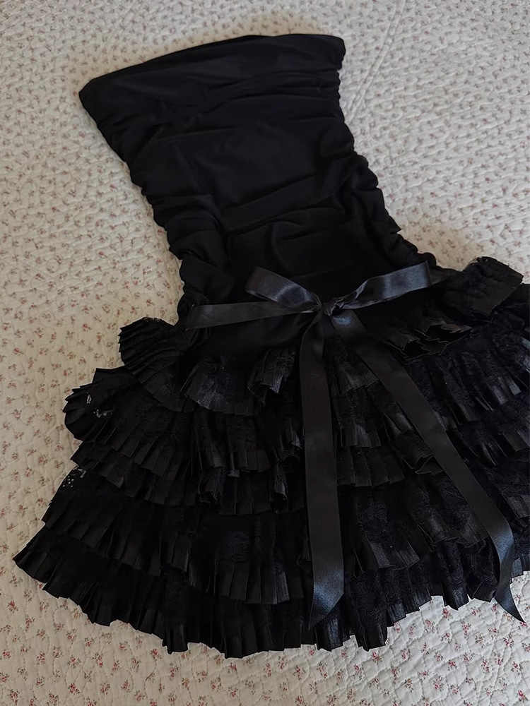 Retro Lace Tube Top Dress - Image 4