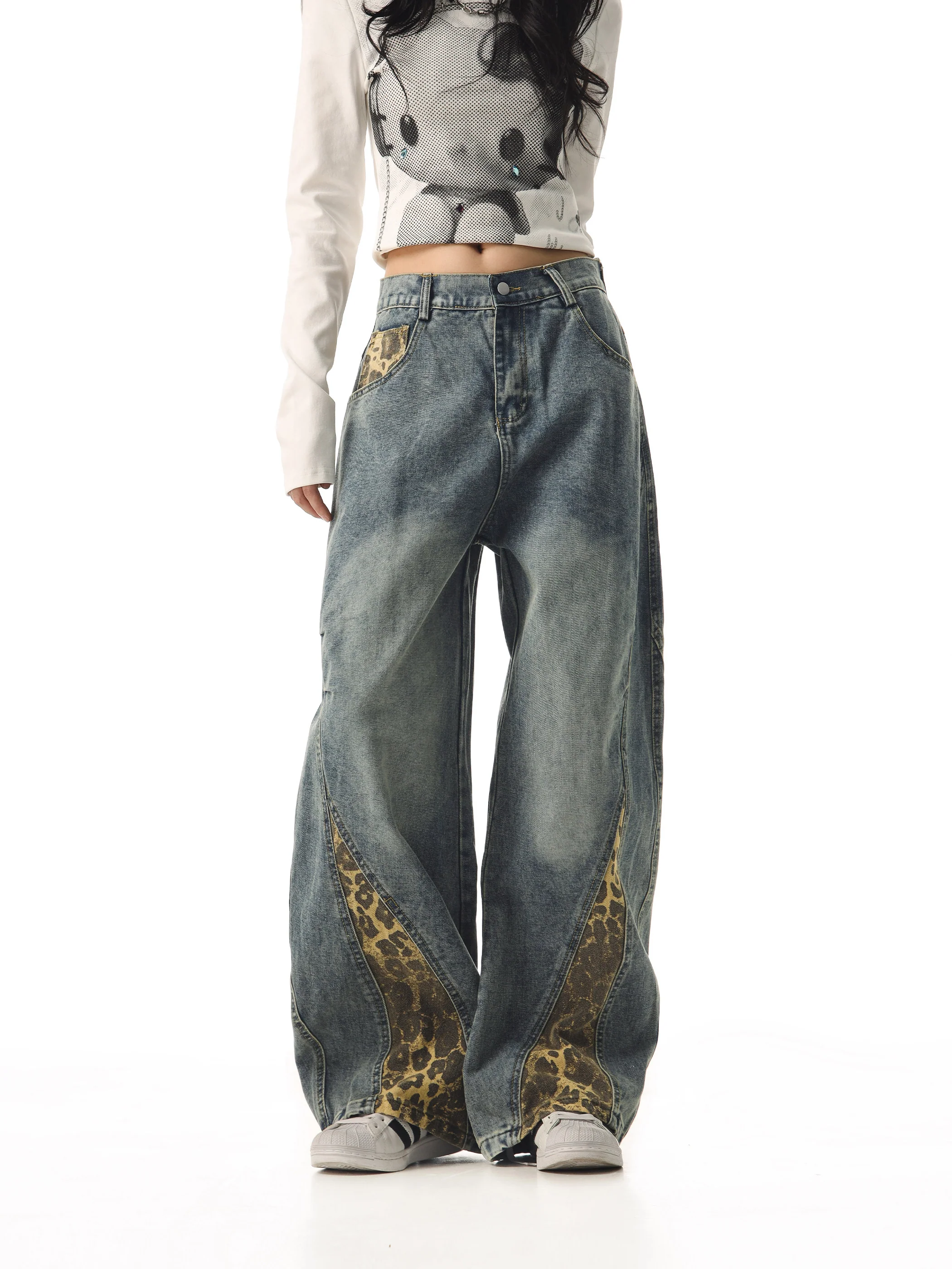 retro leopard print scimitar jeans - Image 3