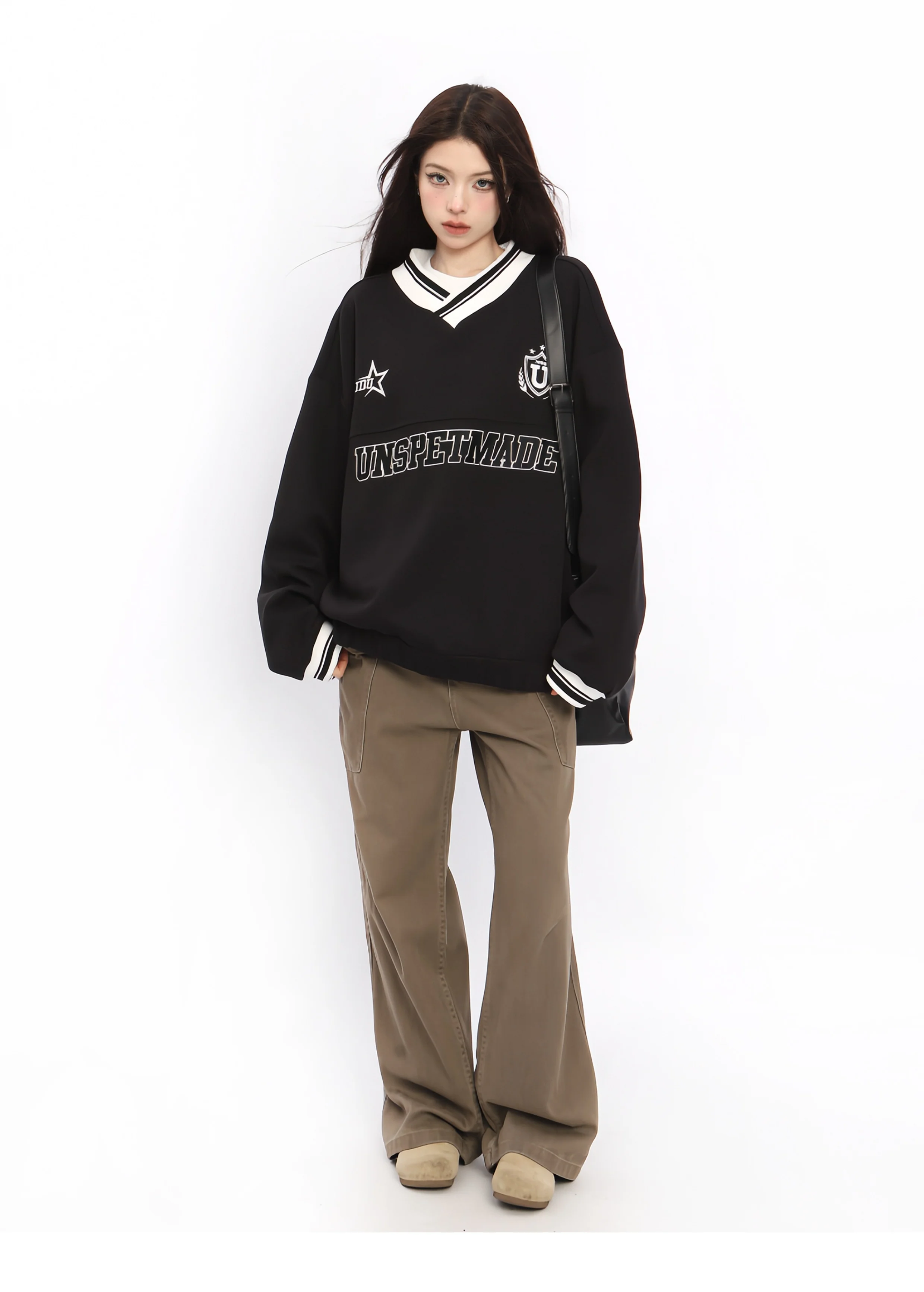 Retro Letter Embroidery Sweatshirt - Image 4