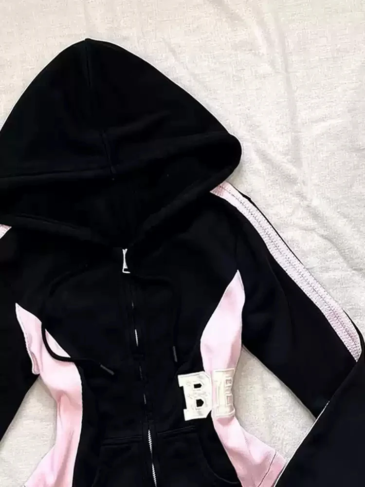 Retro matching casual all-match zipper hooded jacket - Image 2