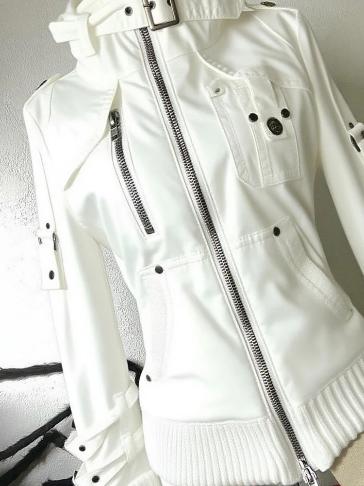 Retro Motorcycle Wear White Jacket - Image 3