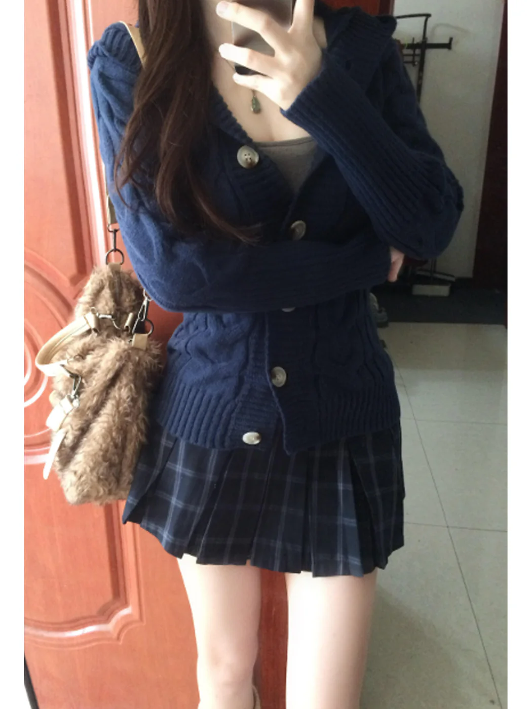 retro navy preppy cardigan - Image 4