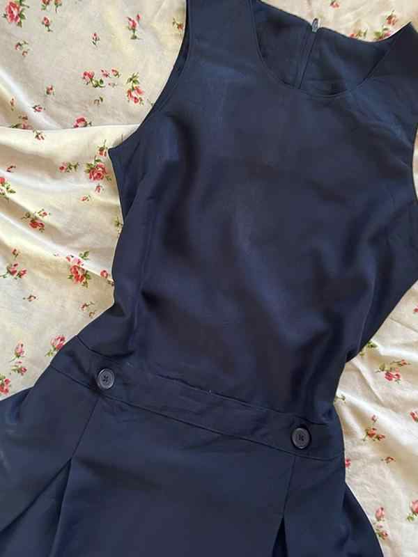Retro Navy Sleeveless Dress - Image 2
